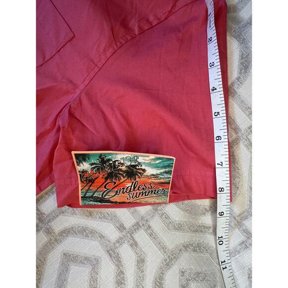 Free Planet Men's Button Up Shirt size L Faded Red Casual Short Sleeve Cotton‎ - Picture 6 of 8